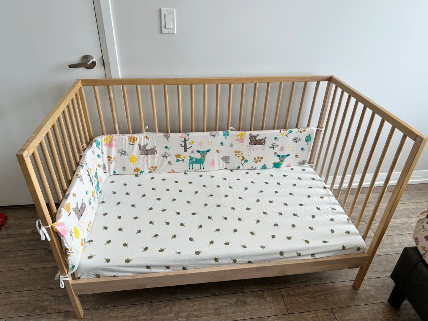 IKEA SNIGLAR Crib with mattress, Beech, 70x132 cm - photo 3