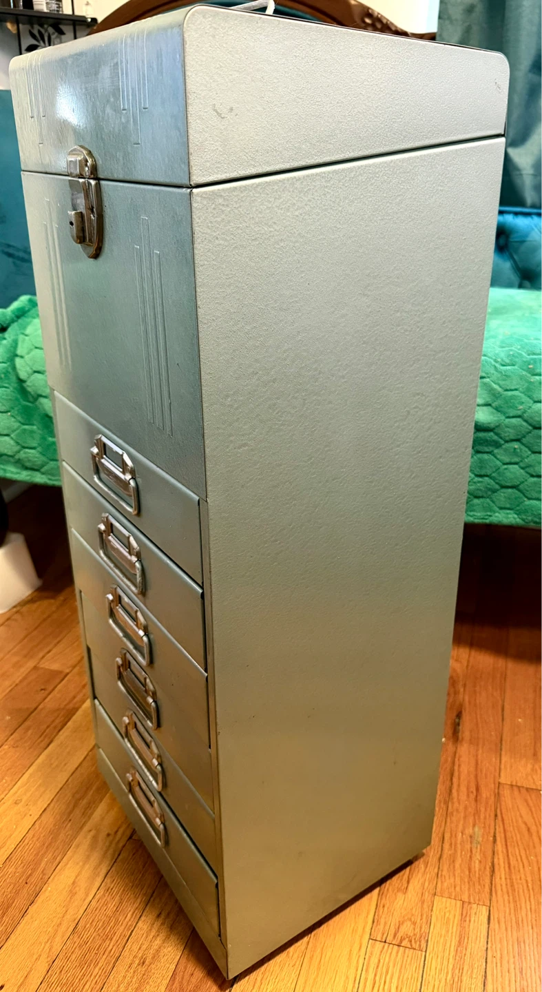 VINTAGE ACORN BRAND MID CENTURY INDUSTRIAL METAL FILE CABINET - photo 3