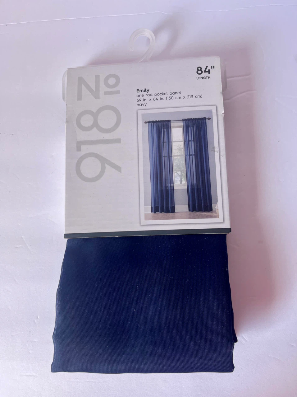 Lichtenberg Emily Navy Rod Pocket Curtain Panel - 84"