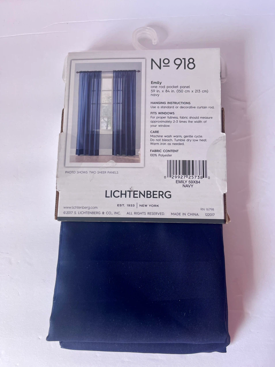 Lichtenberg Emily Navy Rod Pocket Curtain Panel - 84" - photo 2