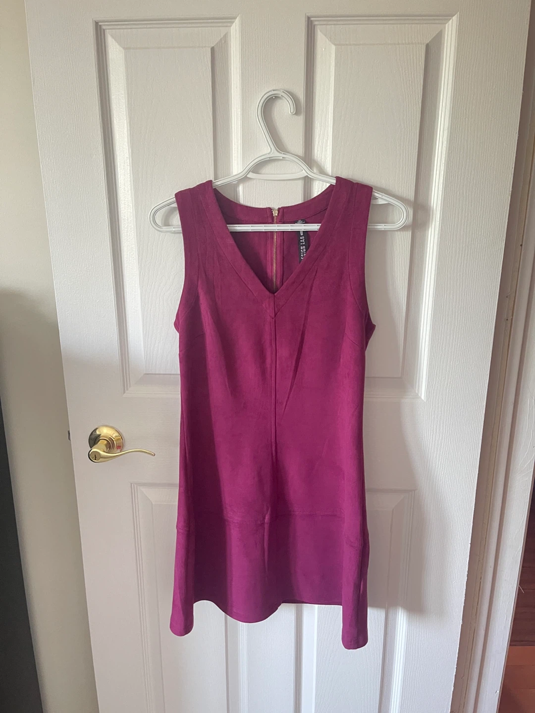 Purple Faux Suede A-Line Dress
