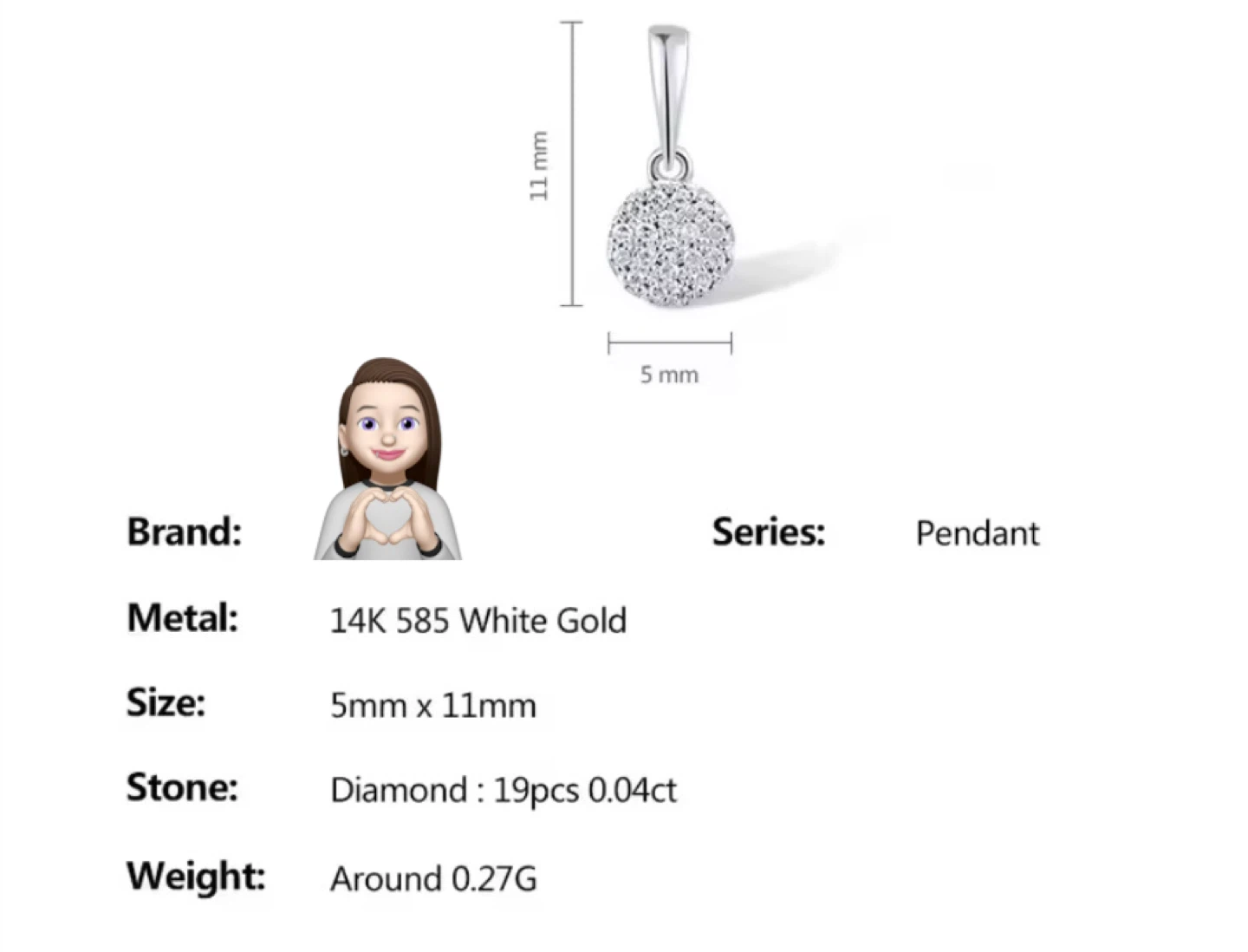 14K 585 Yellow Gold Diamond Pendant - photo 2