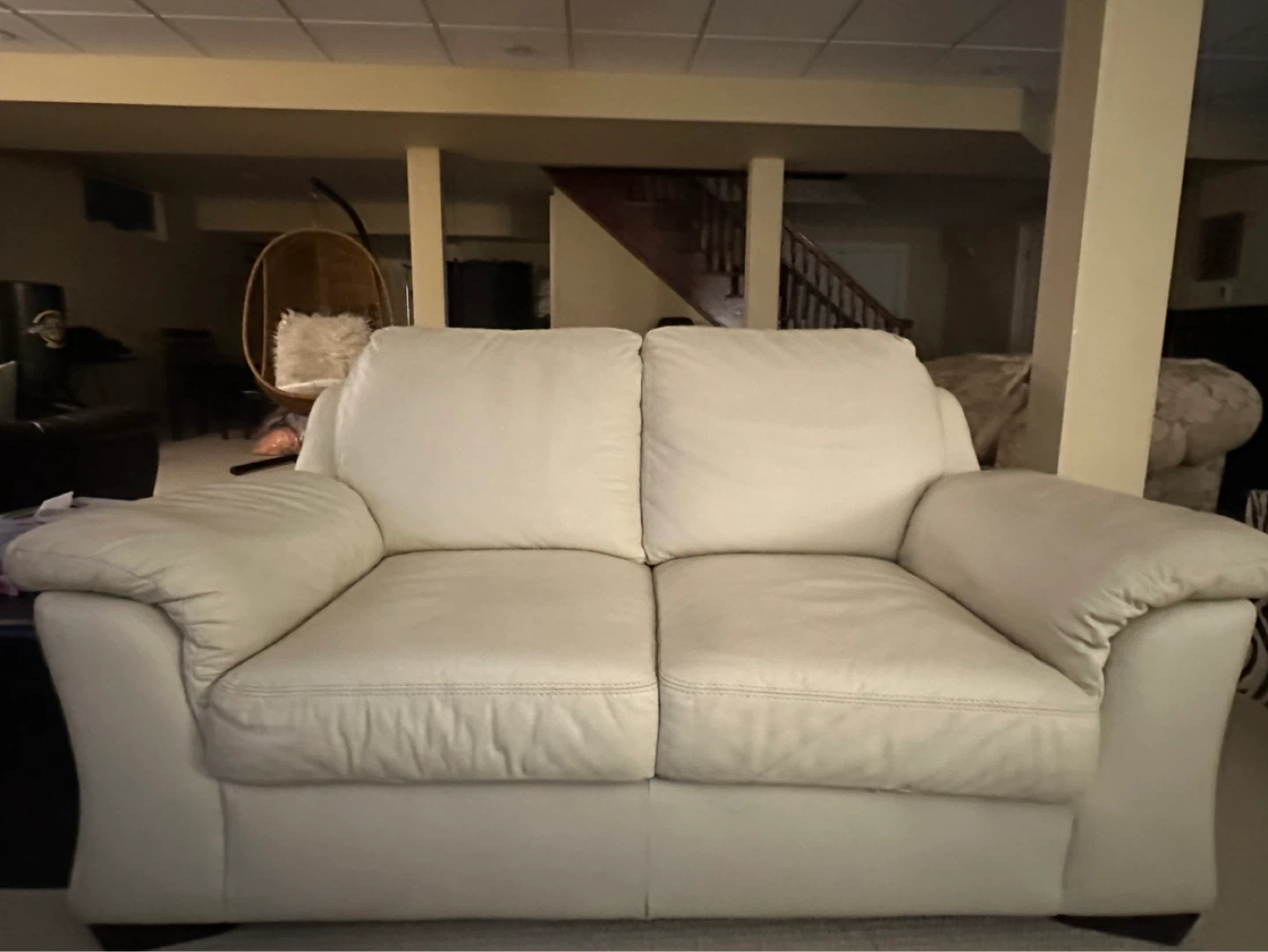 White Leather Loveseat