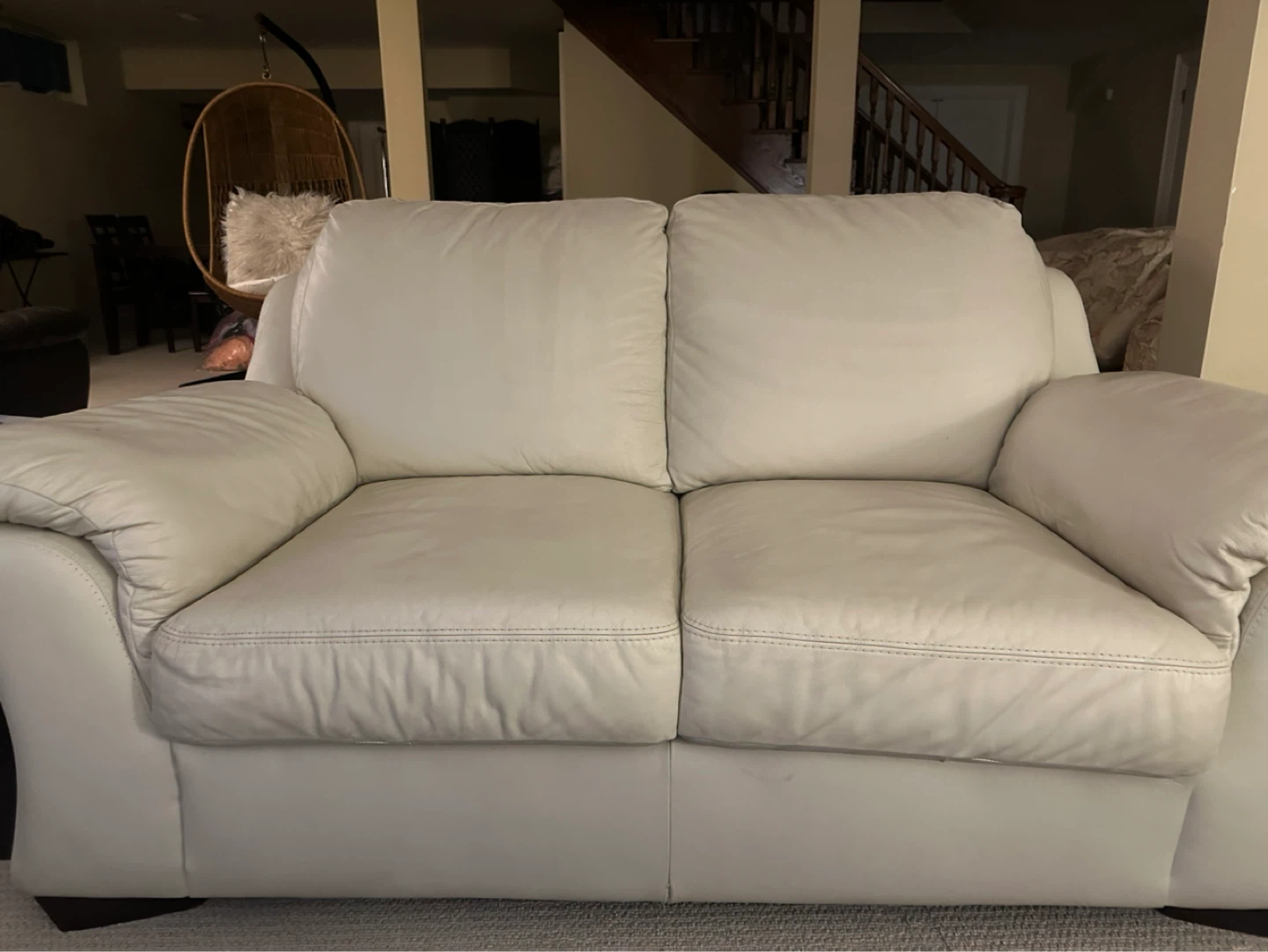 White Leather Loveseat - photo 2