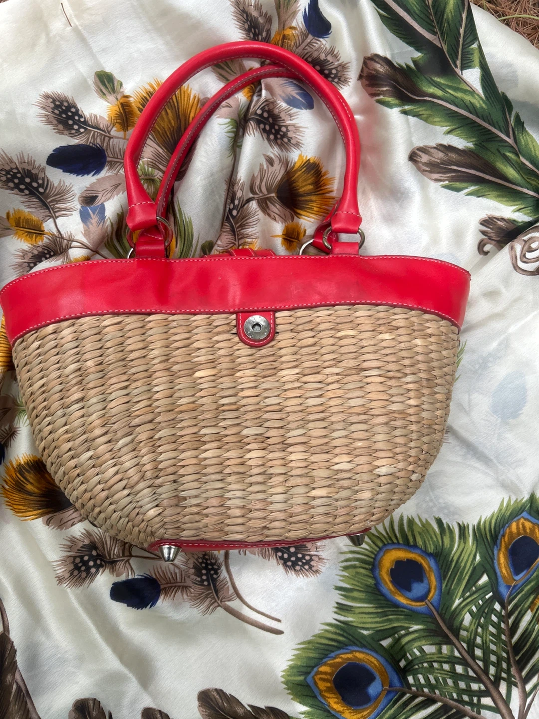 Red Woven Handbag