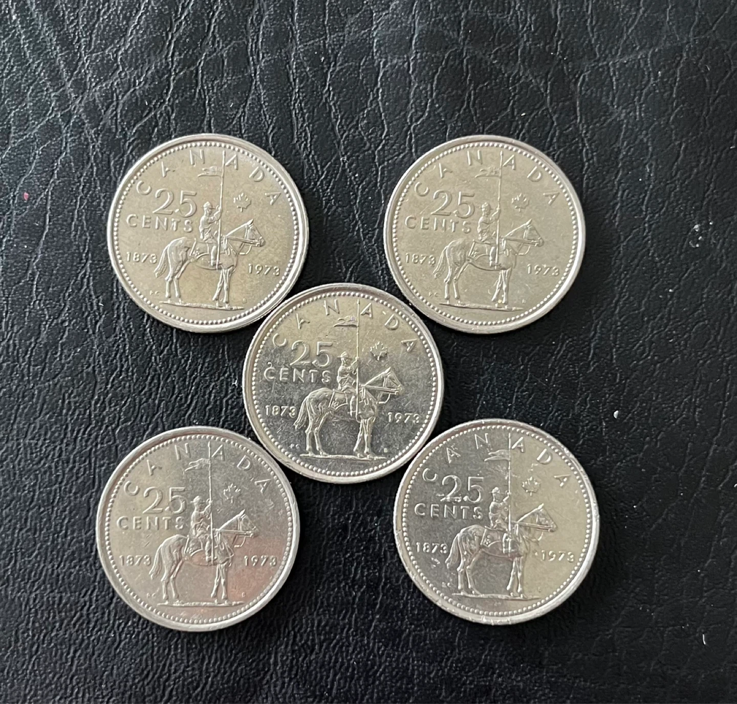 5 x 🇨🇦 1873- 1973 police celebrating 25 Cent Coins - Quarter - photo 3