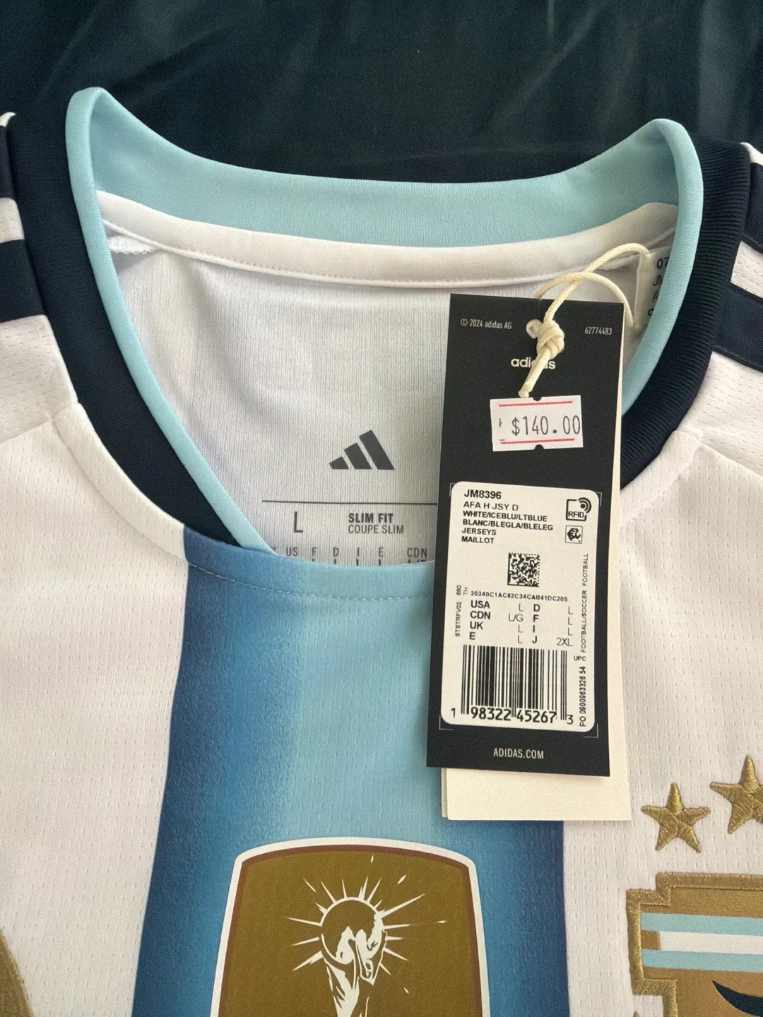 Authentic Adidas Argentina AFA Soccer Jersey - White/Blue - photo 2