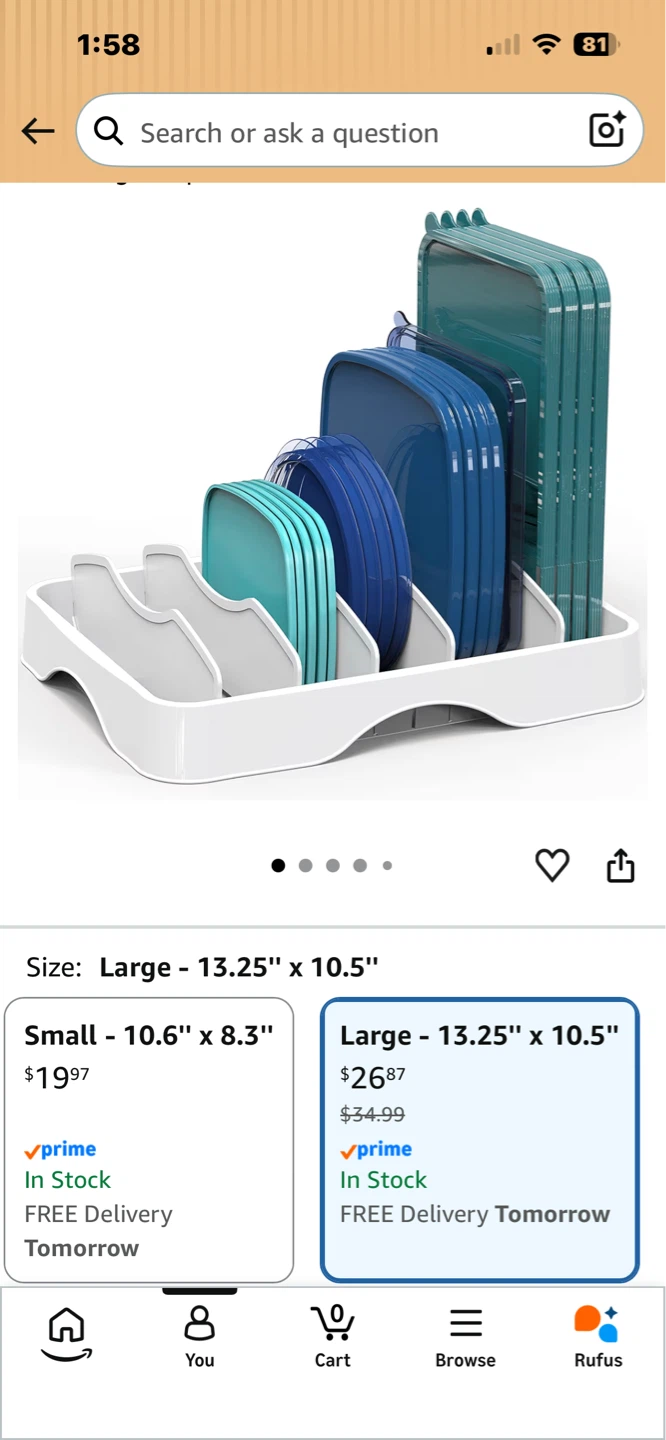 Tupperware lid organizer