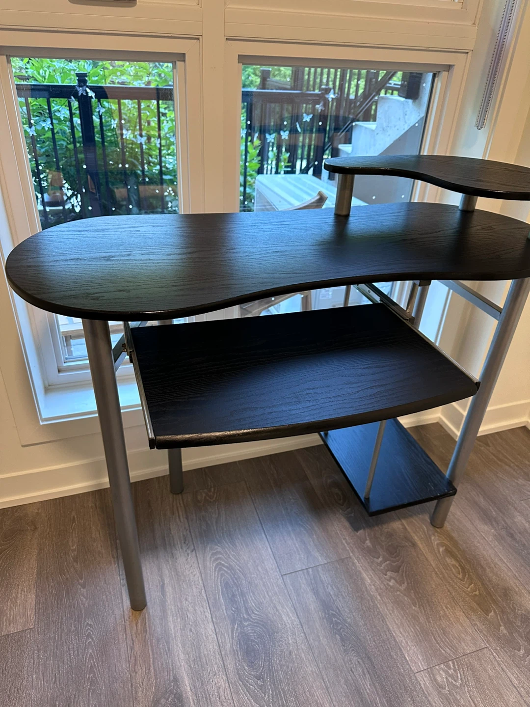 Compact Black Computer Desk with Shelving - photo 2