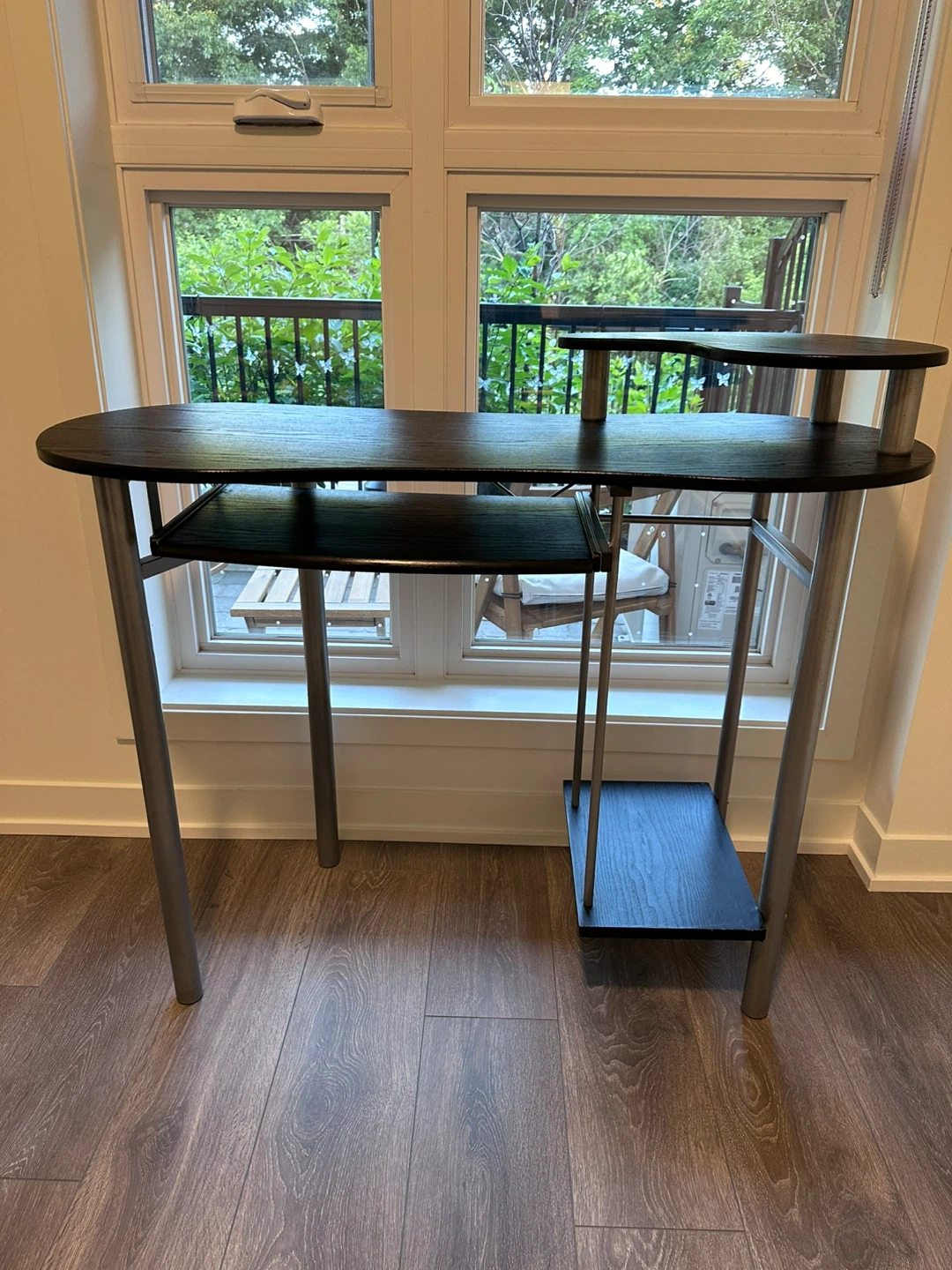 Compact Black Computer Desk with Shelving