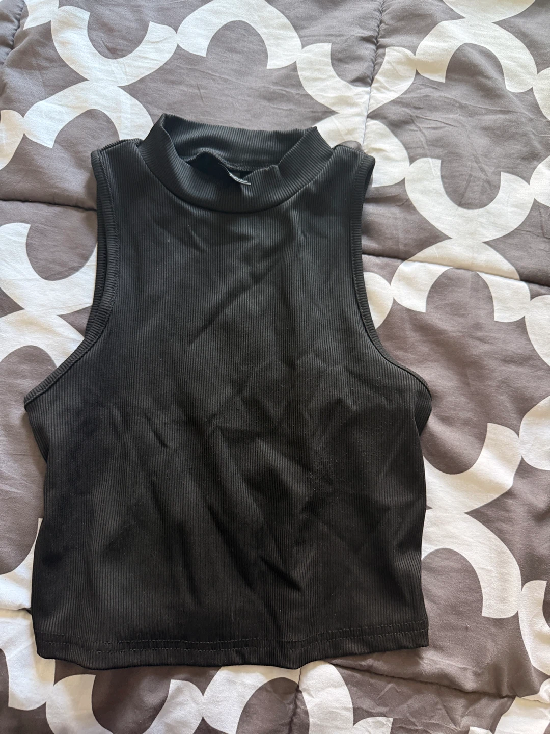 Ribbed Mock Neck Sleeveless Crop Top