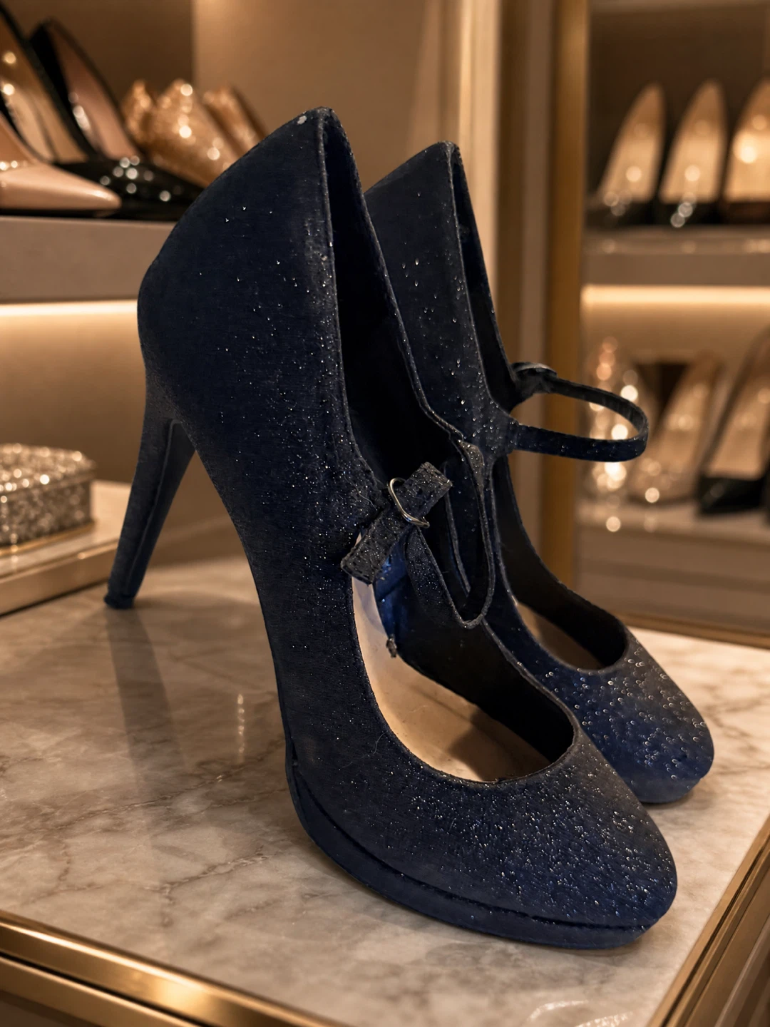 LE CHÂTEAU Glitter Mary Jane Heels