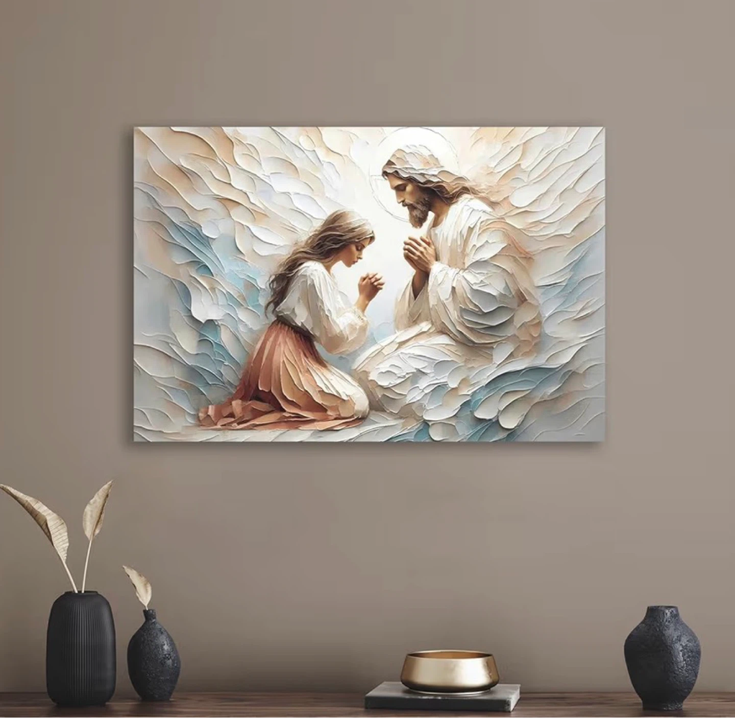 Jesus and Child Praying Canvas Wall Art - photo 3