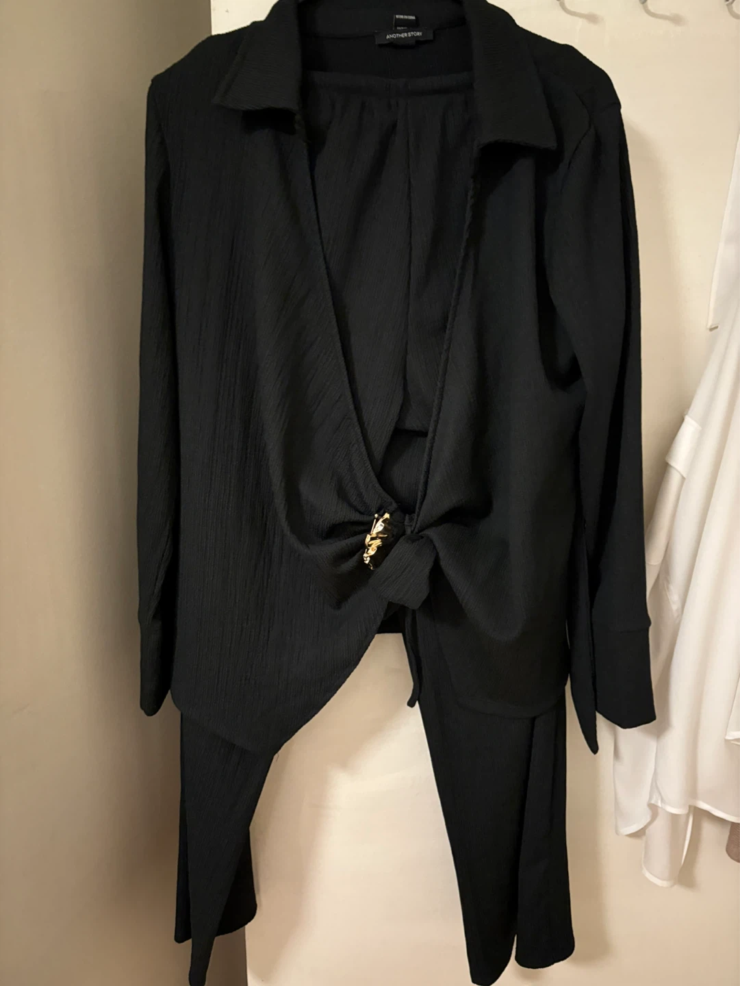 ANOTHER STORY Black Textured Two-Piece Set