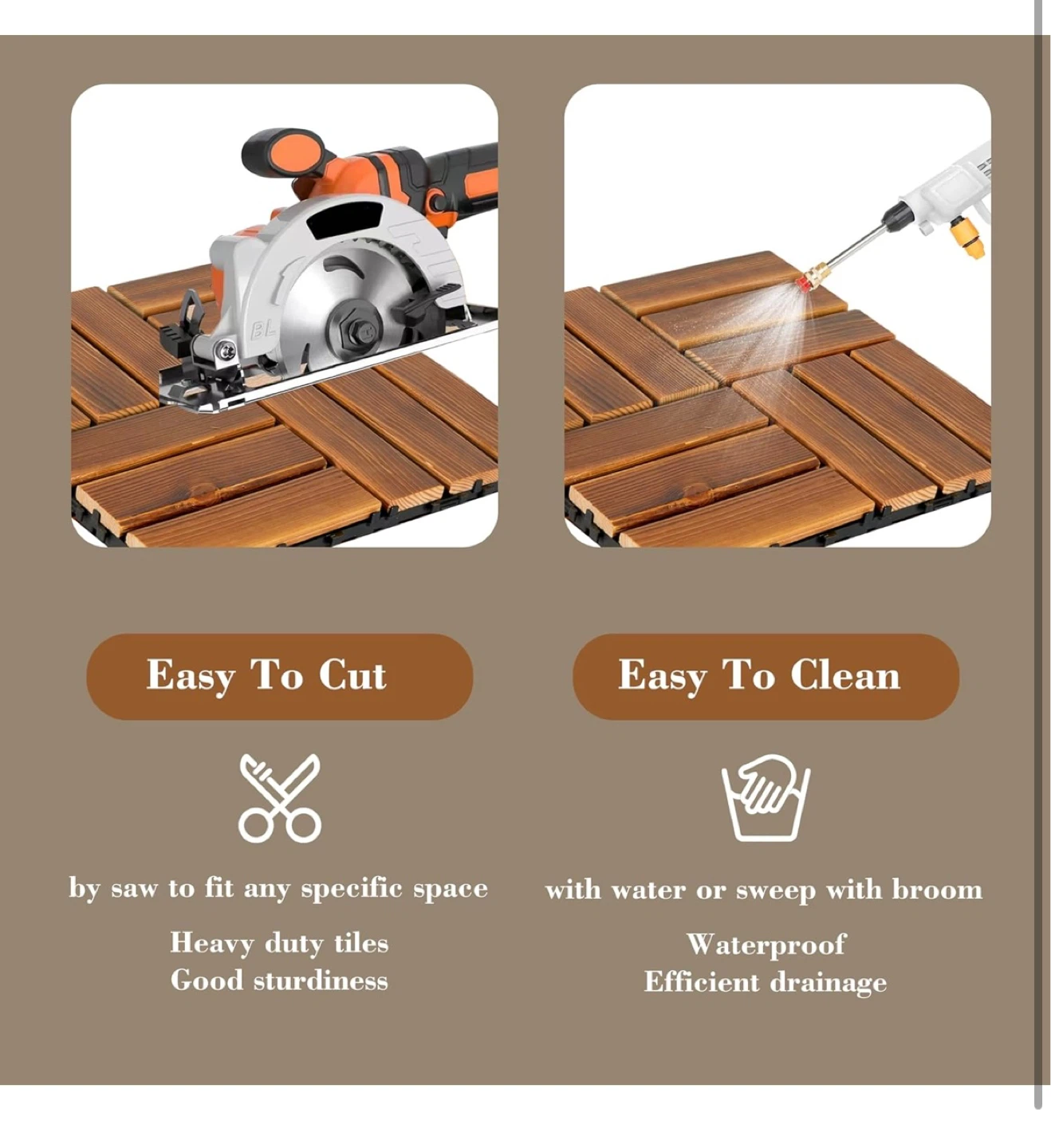 30pc Acacia Wood Deck Tiles 12"x12" - photo 4