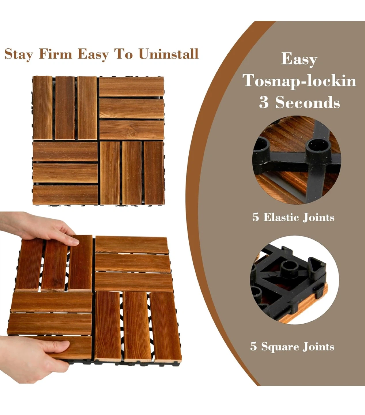 30pc Acacia Wood Deck Tiles 12"x12" - photo 5