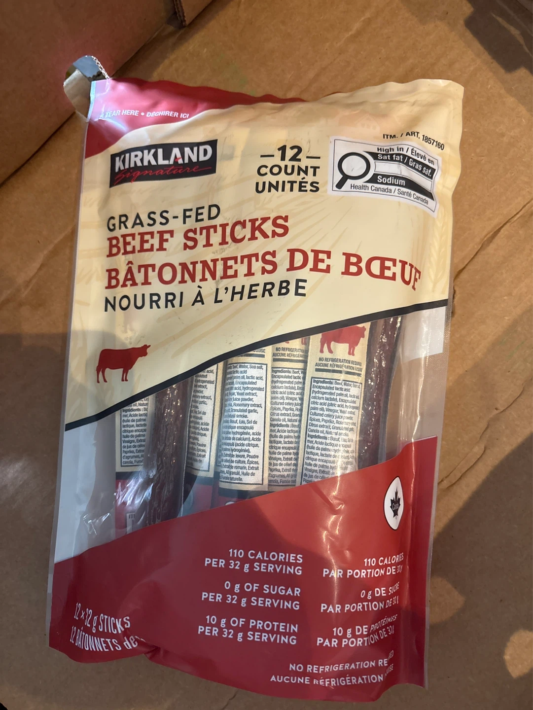 Kirkland Signature Grass-Fed Beef Sticks - 12 Count