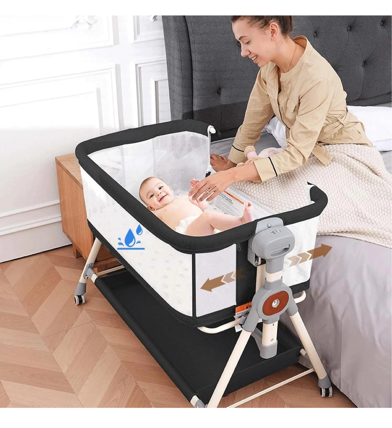 Rocking Bassinet - 6-Level Adjustable Height