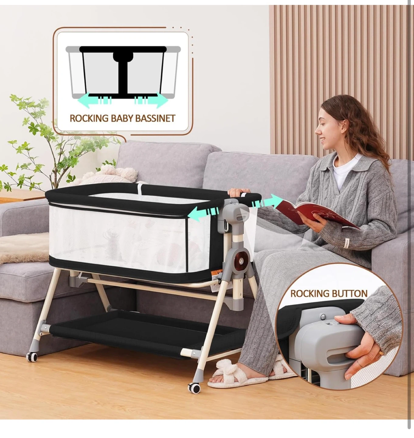 Rocking Bassinet - 6-Level Adjustable Height - photo 3