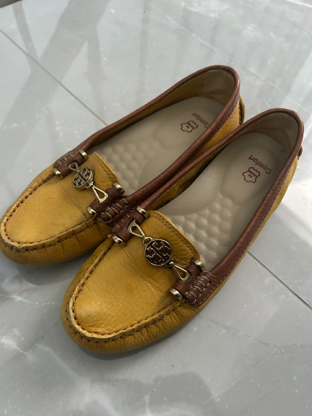 Tory Burch Yellow Leather Loafers