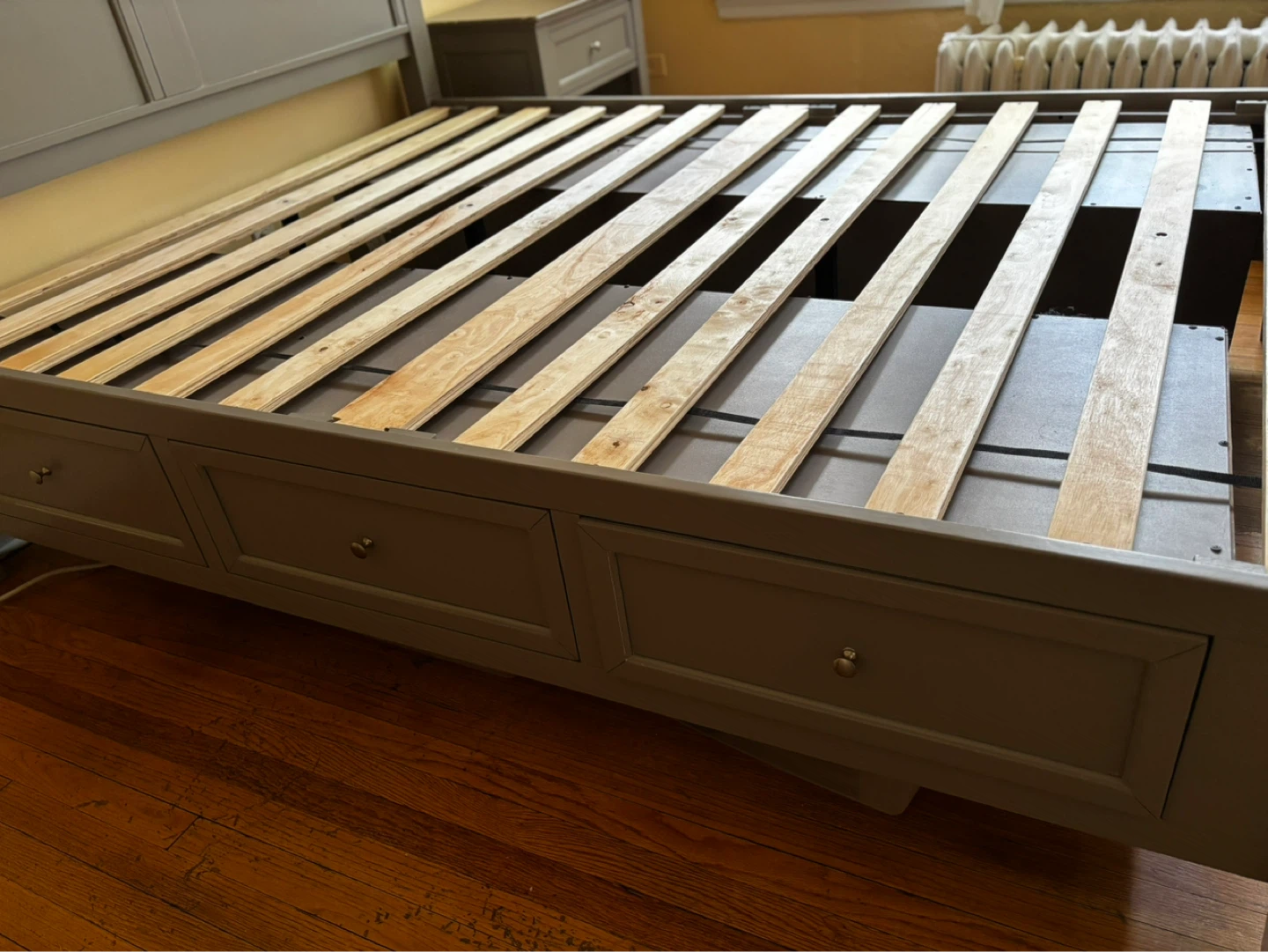 Full Gray Queen Bed Frame with Drawers - photo 2