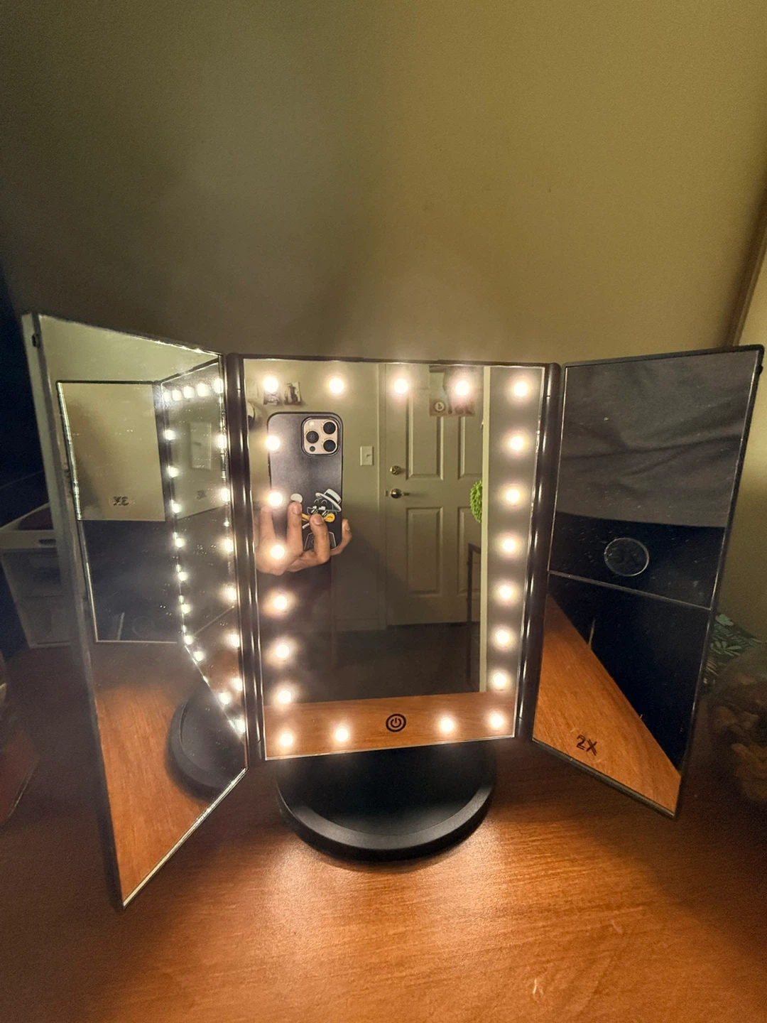 Tri-fold LED Makeup Mirror