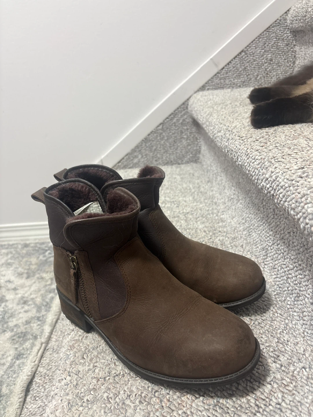 Brown UGG Ankle Boots with Fur Lining size 7