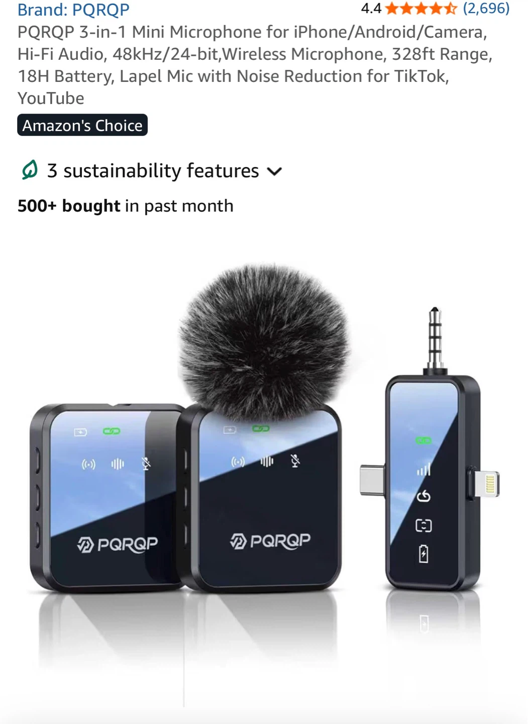 PQRQP 3-in-1 Mini Wireless Microphone