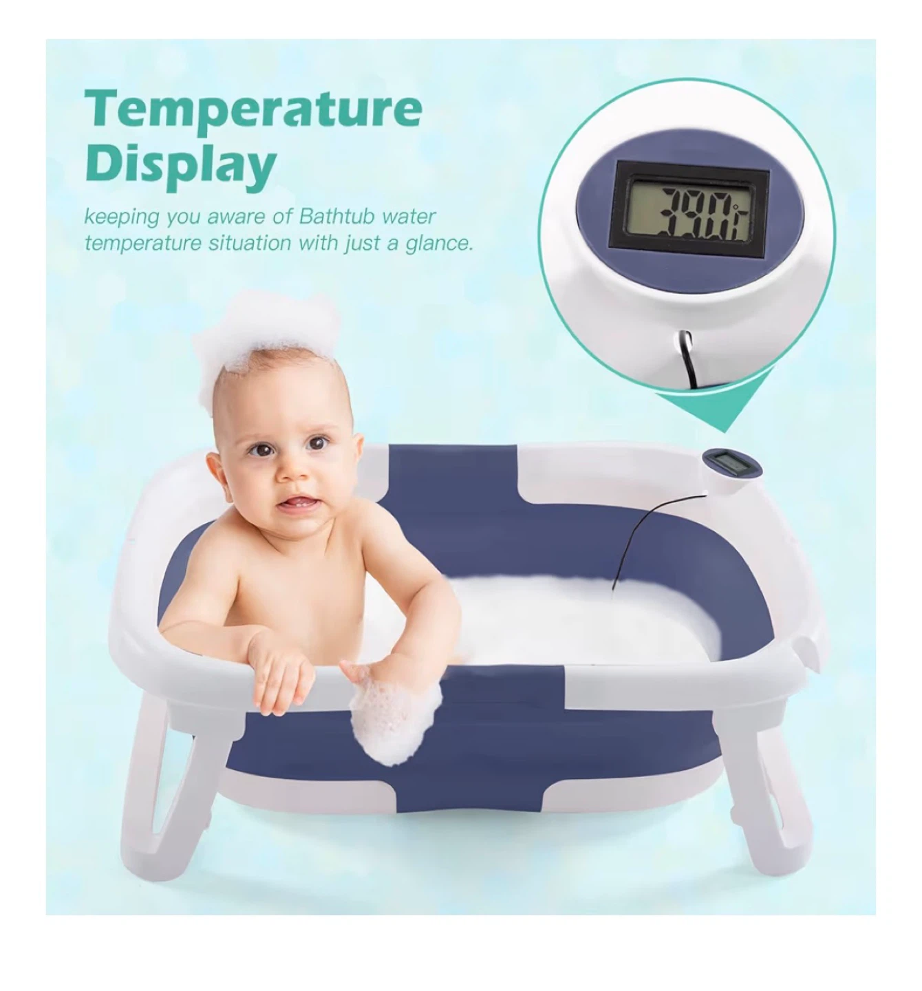 Collapsible Baby Bathtub with Temperature Display - photo 2