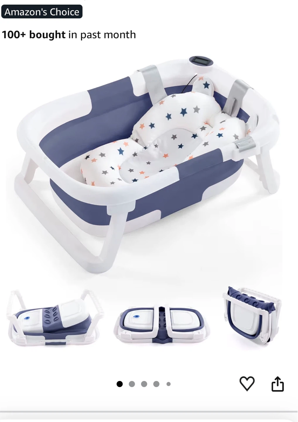 Collapsible Baby Bathtub with Temperature Display
