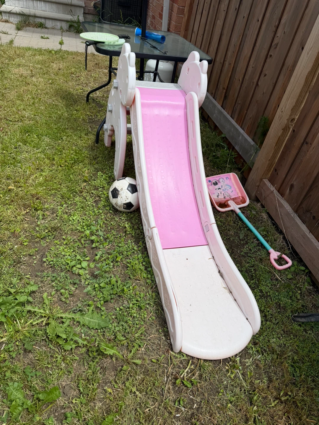 Pink and White Toddler Slide with Rocker Base