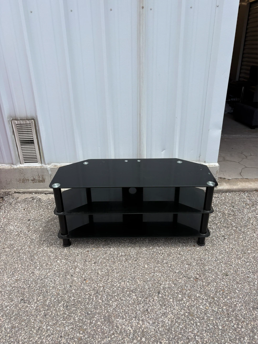 Black Glass Media Console Stand