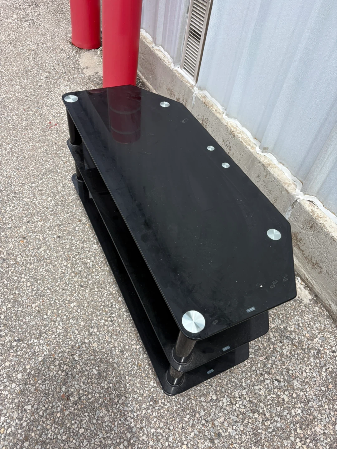Black Glass Media Console Stand - photo 2