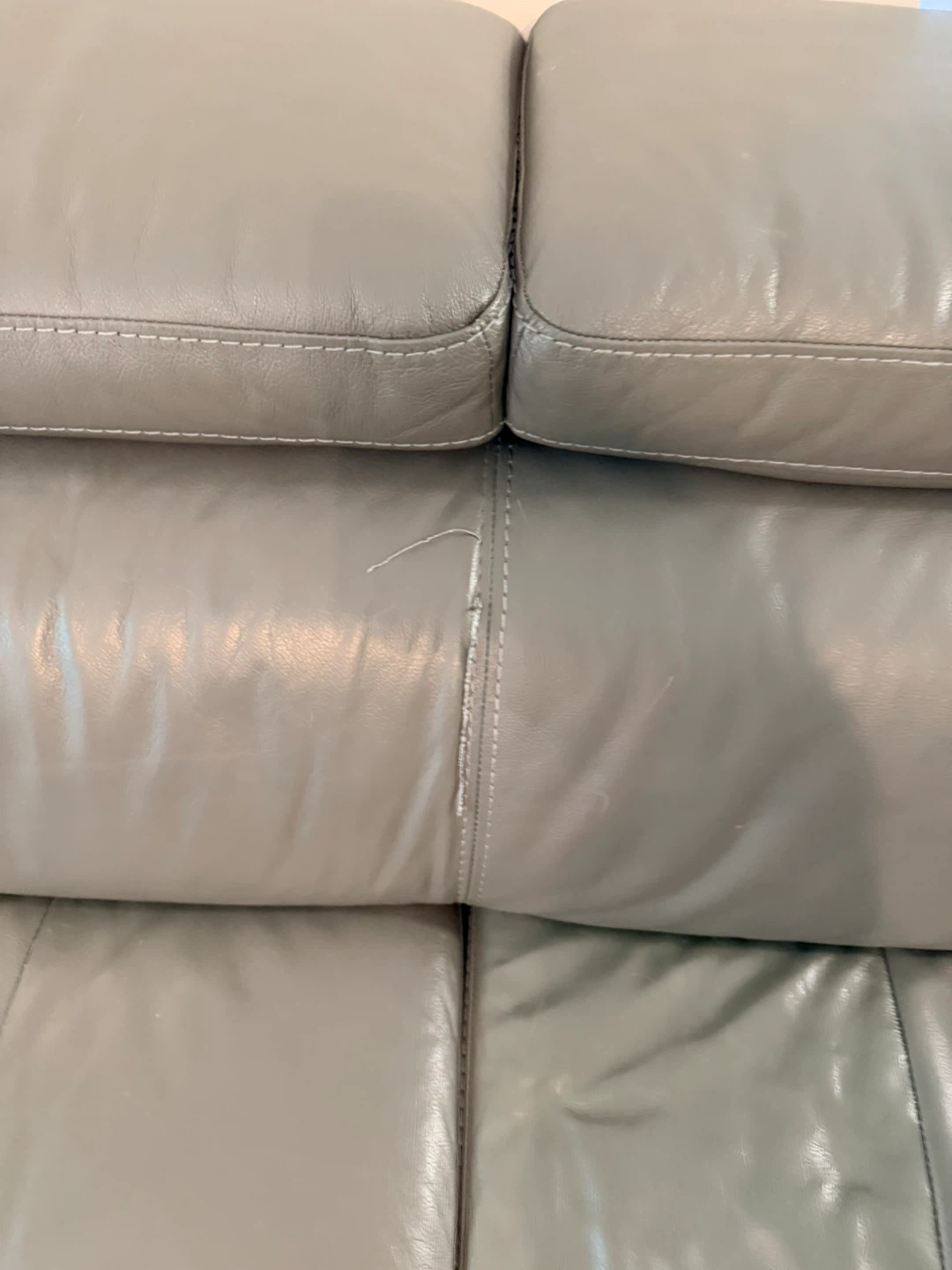 Grey Leather Sectional Sofa - photo 3