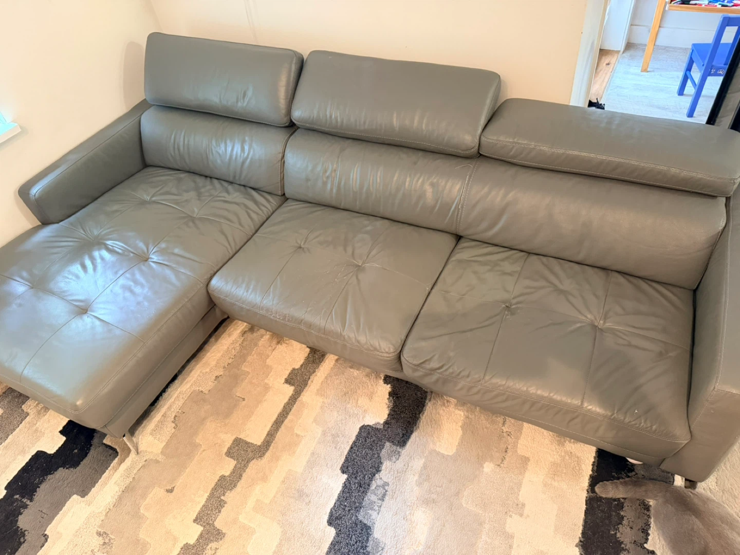 Grey Leather Sectional Sofa