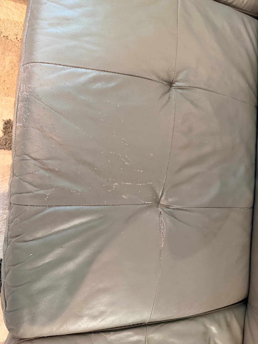 Grey Leather Sectional Sofa - photo 2
