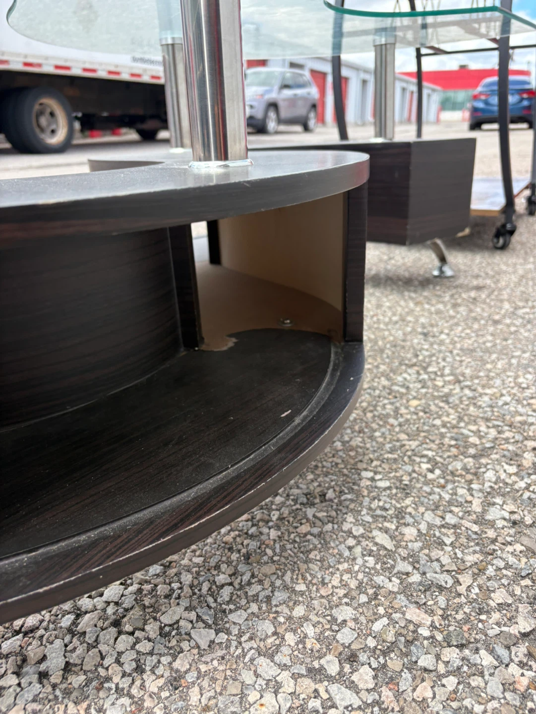 Glass and Dark Wood S-Shaped Coffee Table - photo 4