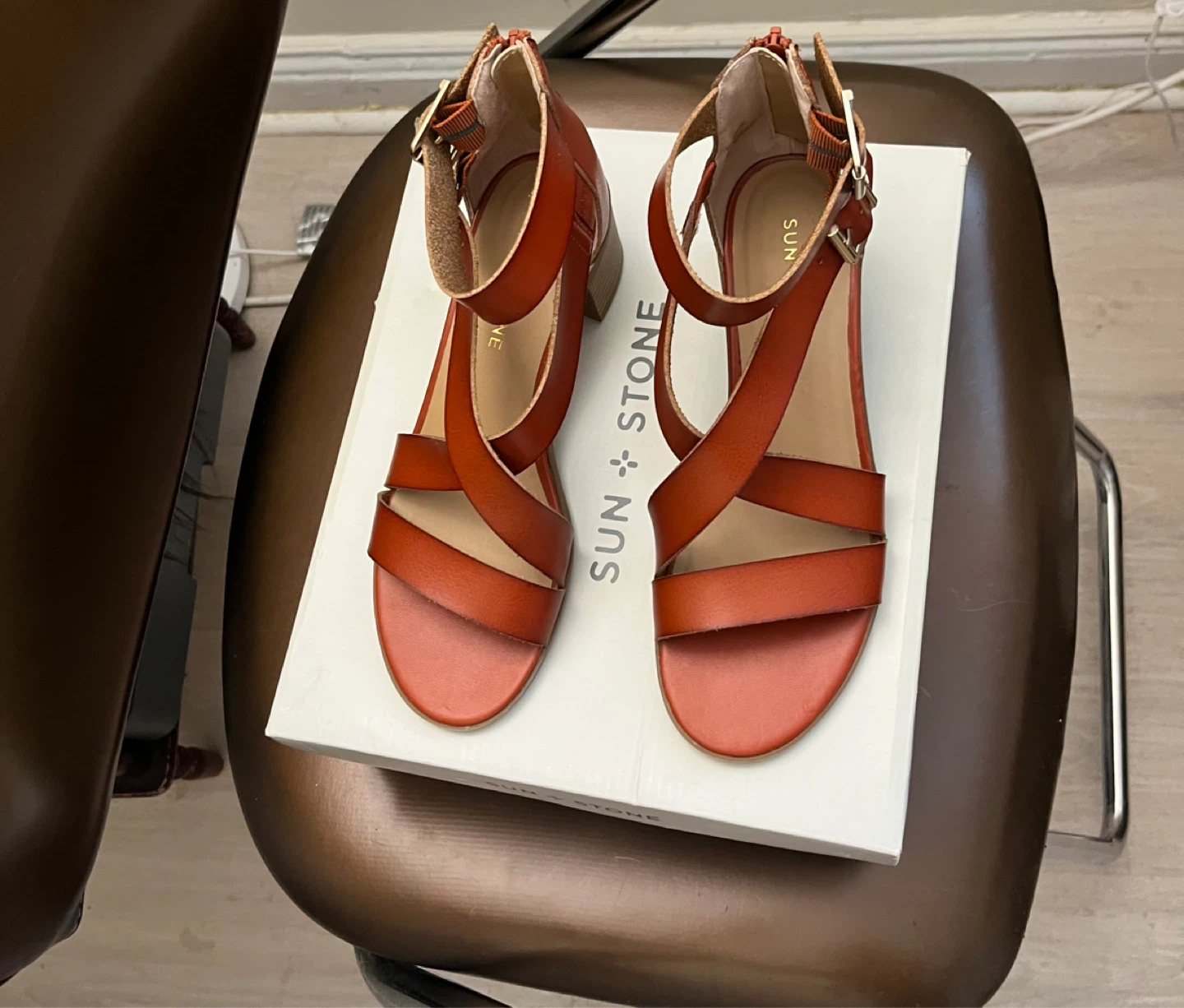 Sun + Stone Women's Strappy Block Heel Sandals