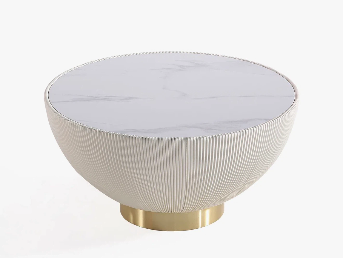 Fluted Coffee Table with Marble Top