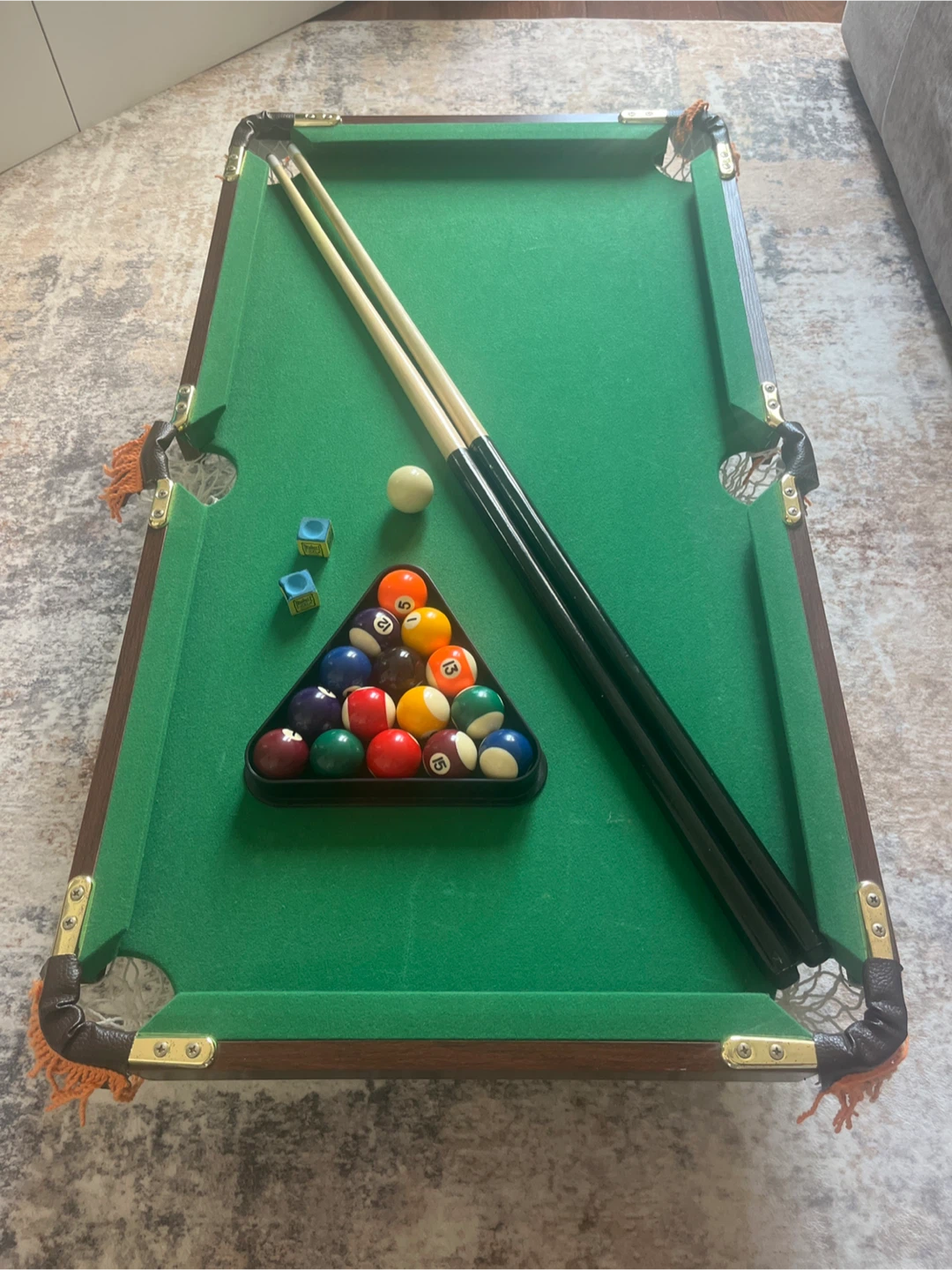 Mini Pool Table with Cues and Balls