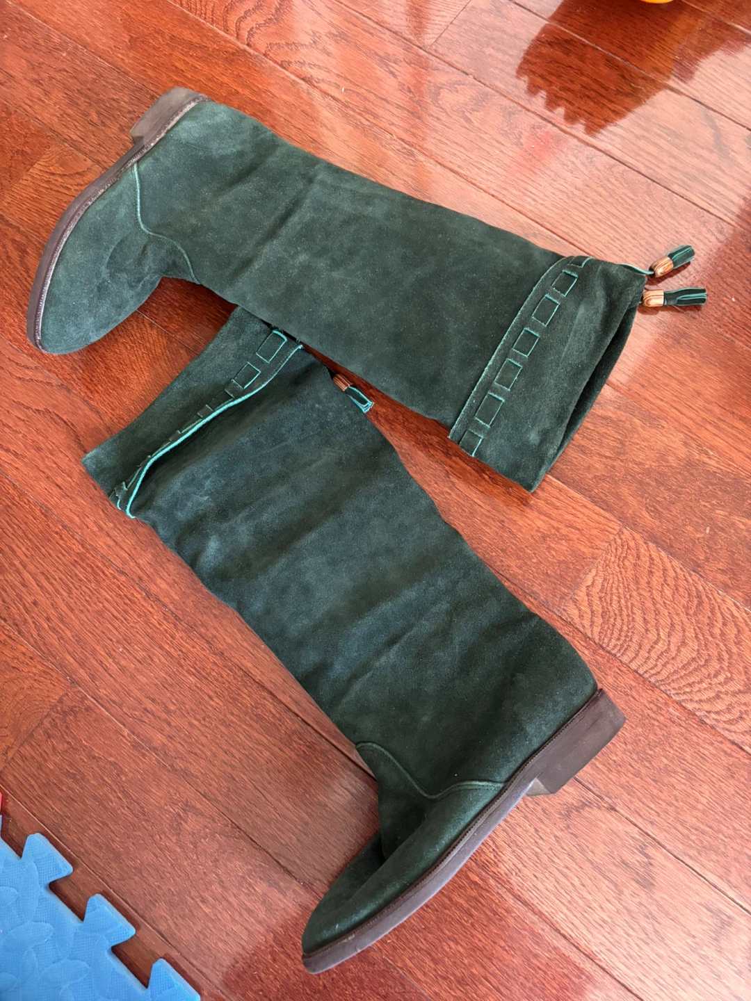 Dark Green Suede Boots Made in Japan - photo 2