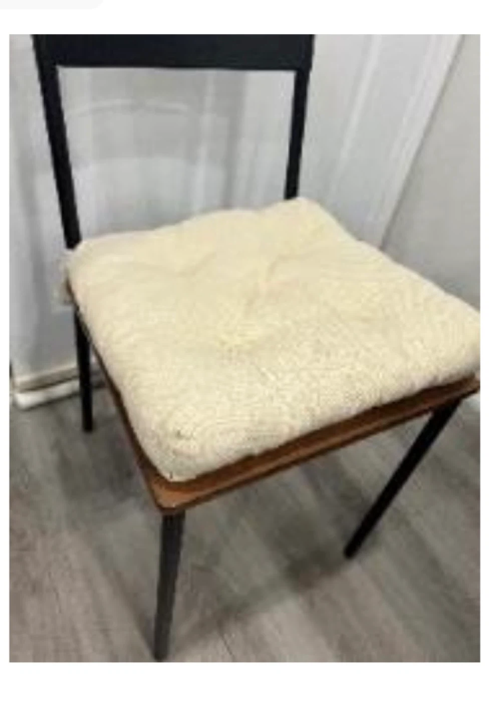 Dining Chair with Black Metal Frame and Wood Seat - photo 3