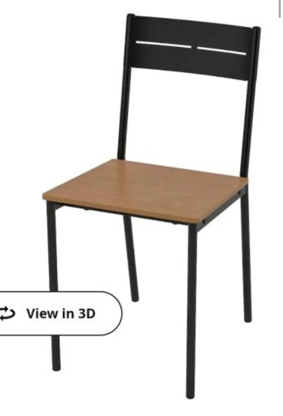 Dining Chair with Black Metal Frame and Wood Seat