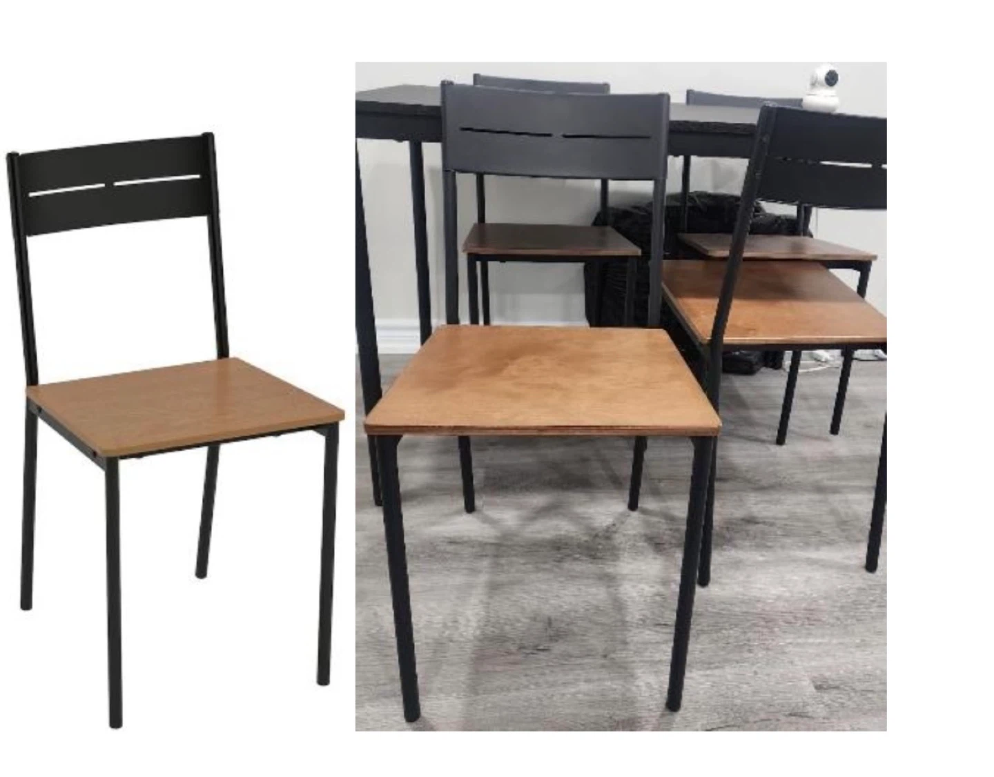 Dining Chair with Black Metal Frame and Wood Seat - photo 4