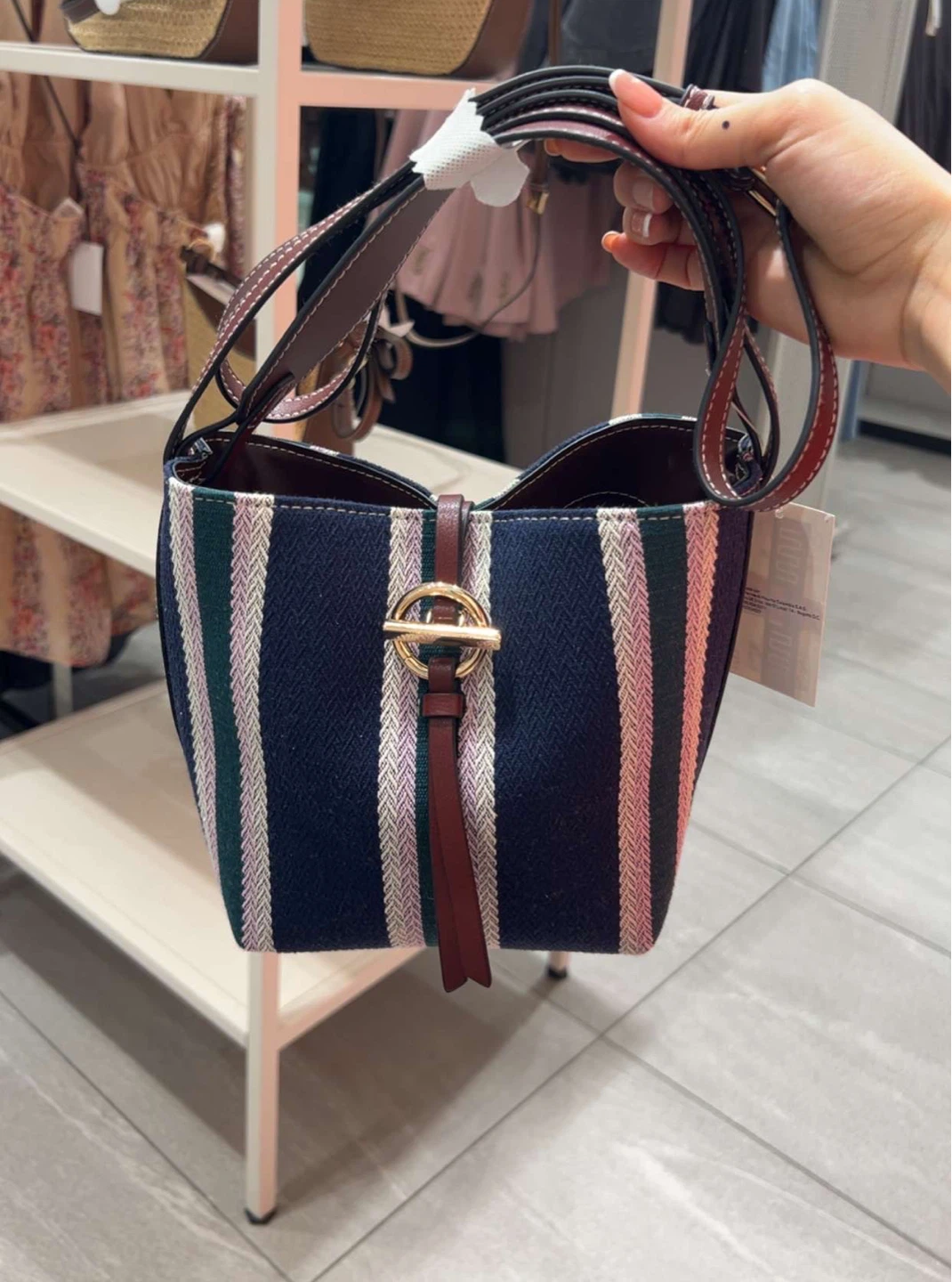 Striped Bucket Bag