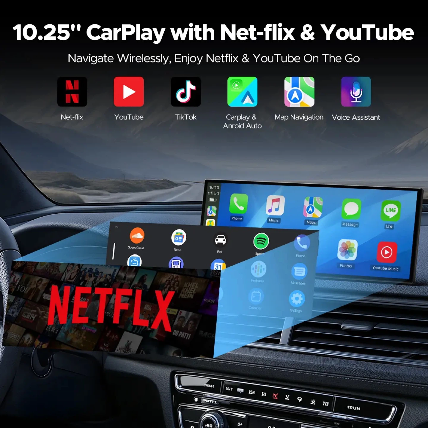 🔥Big Wireless CarPlay Screen  & Android Auto Screen 10.25 " - photo 3