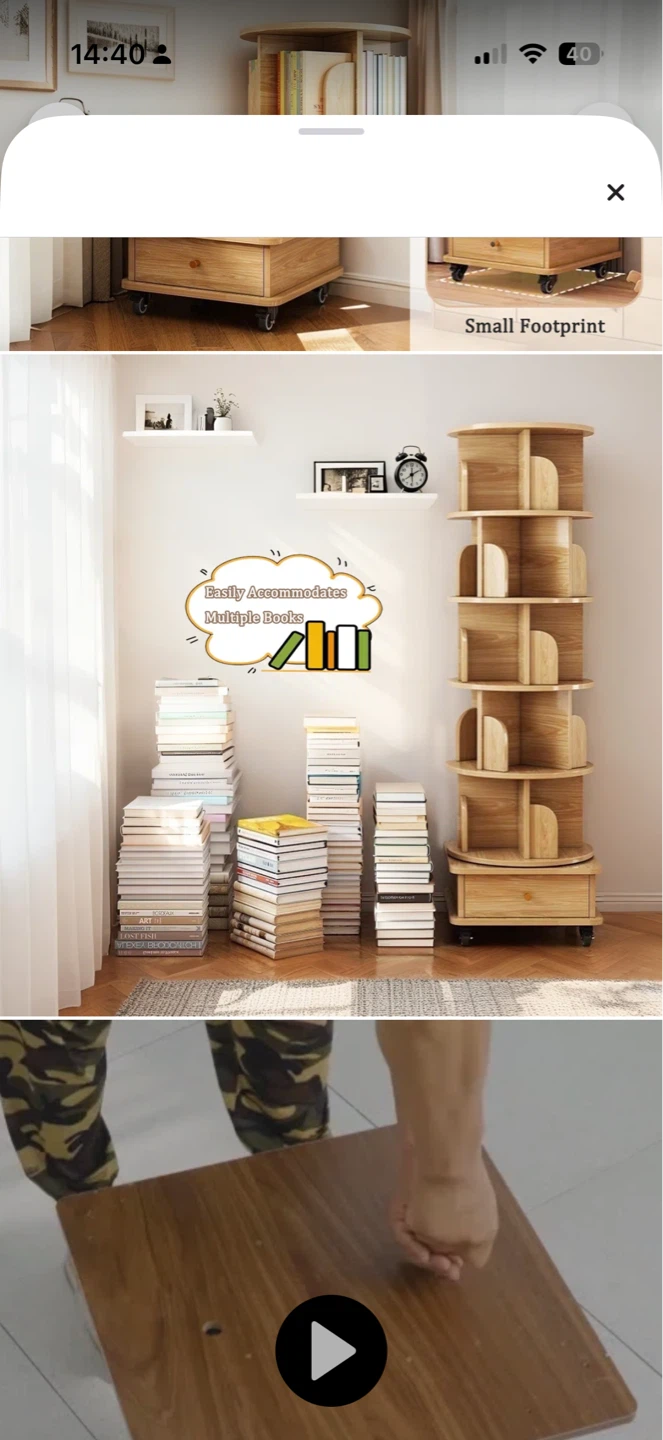 Rotating Bookshelf with Drawer and Wheels - photo 2