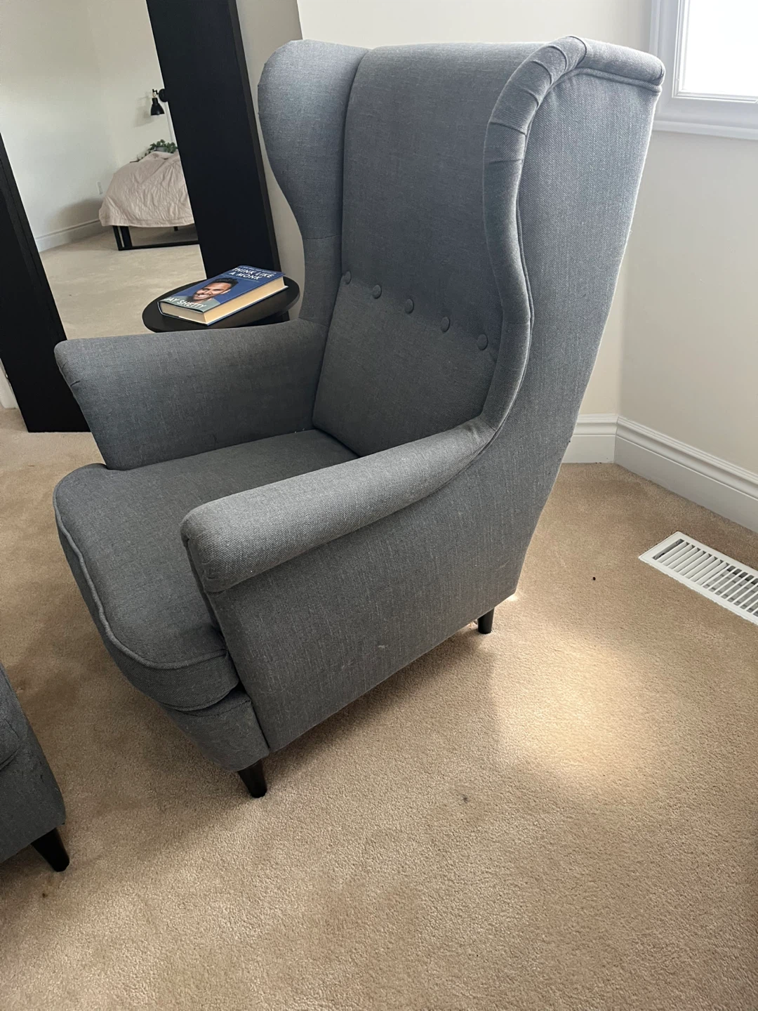 Grey Wingback Chair with Ottoman - photo 2