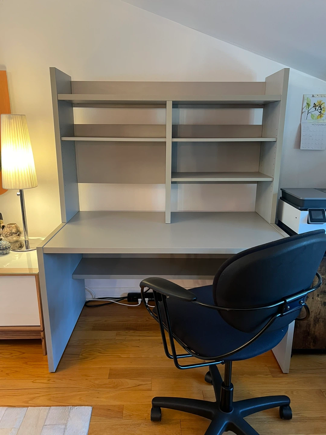 Gray Desk with Hutch and Shelving - photo 2