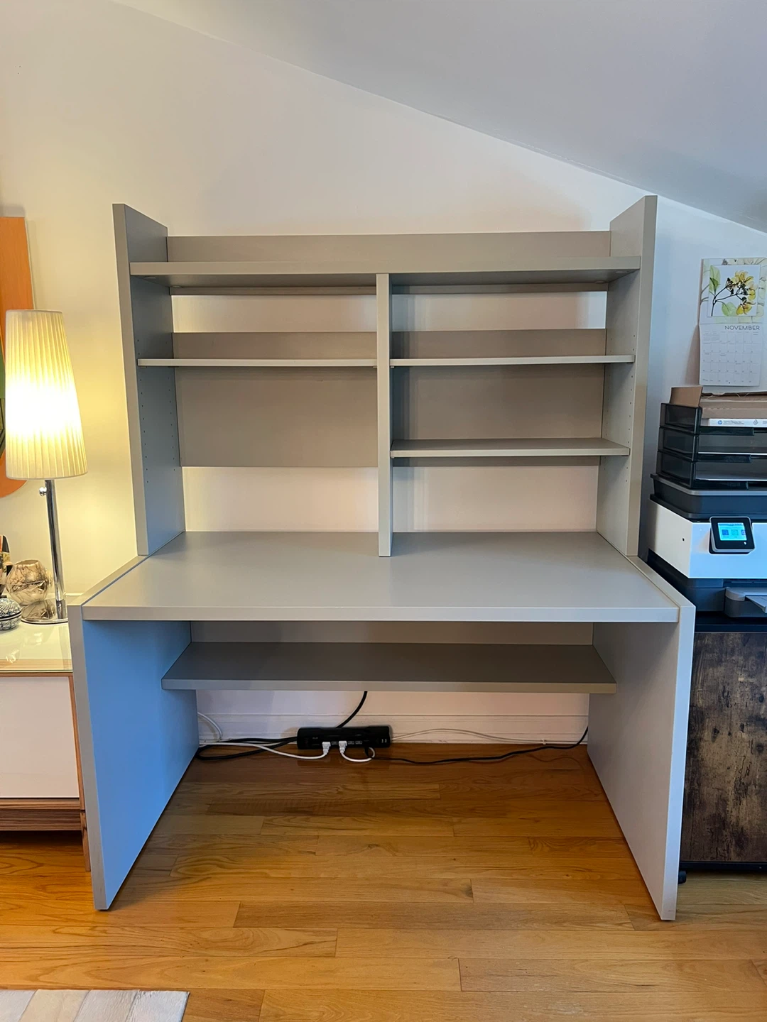 Gray Desk with Hutch and Shelving - photo 3